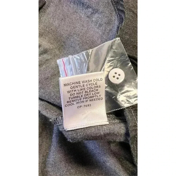 NDSTRY Women's Dark Gray Cotton Long Sleeve Button Up Shirt Size Medium NWT - Picture 7 of 12
